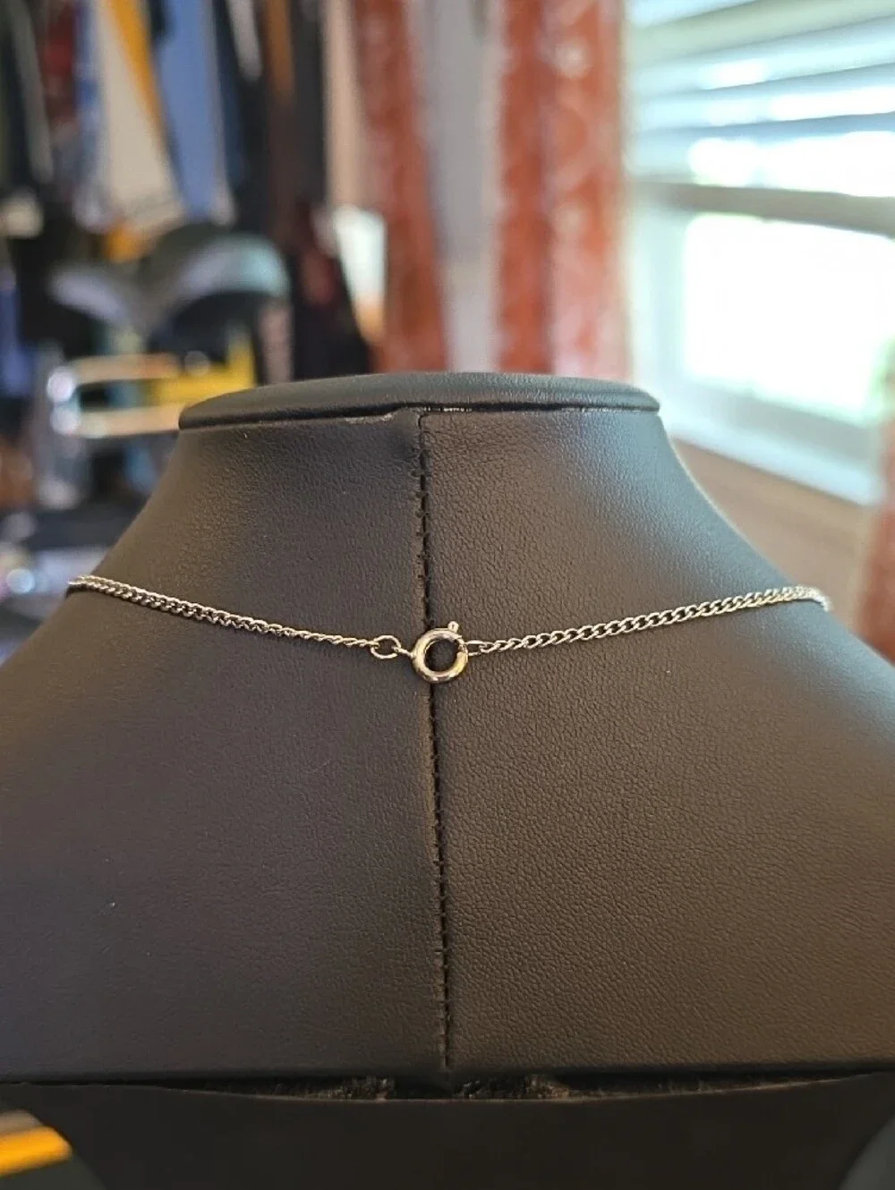 Silver Tone Necklace with Clear Crystal Pendant